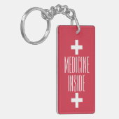 Red Medicine Medical Symbol Kids Personalized Keychain (Front Left)