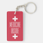 Red Medicine Medical Symbol Kids Personalized Keychain (Back)