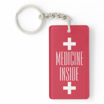 Red Medicine Medical Symbol Kids Personalized Keychain