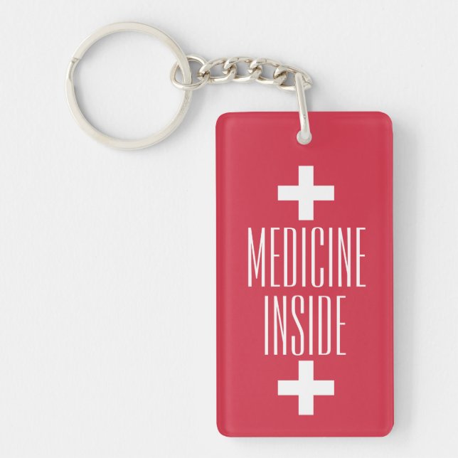 Red Medicine Medical Symbol Kids Personalized Keychain (Front)