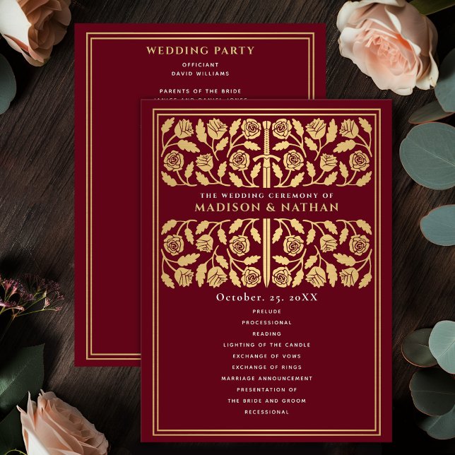 Red Medieval Gold Sword Royal Wedding Program (Creator Uploaded)