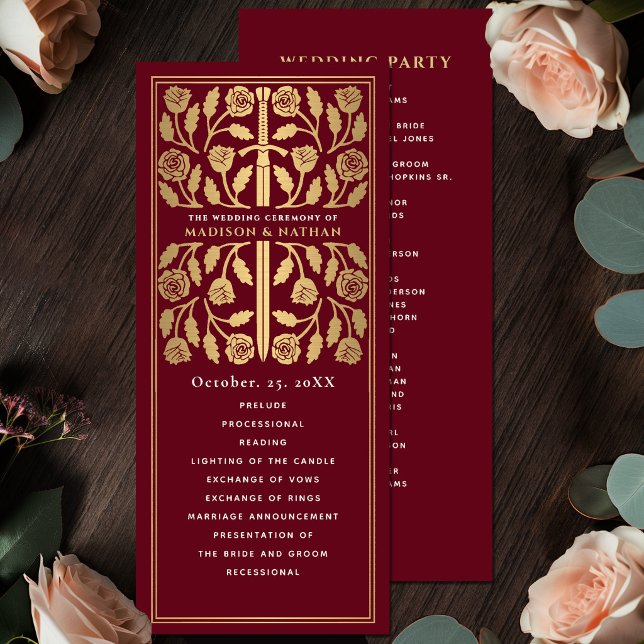 Red Medieval Gold Sword Royal Wedding Program (Creator Uploaded)