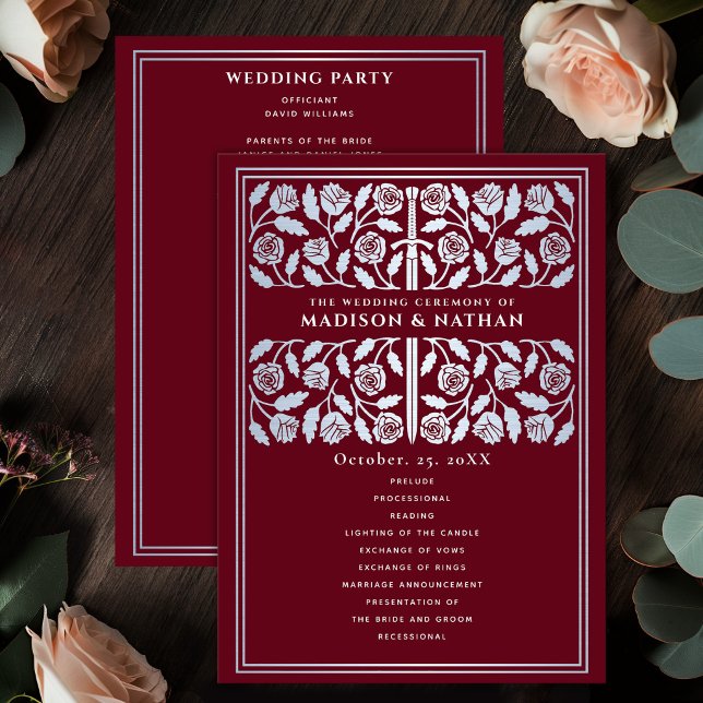 Red Medieval Silver Sword Royal Wedding Program (Creator Uploaded)