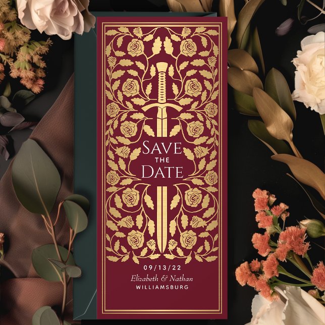 Red Medieval Sword Save the Date Invitation (Creator Uploaded)
