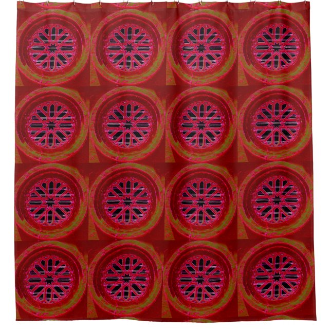 red medieval windows shower curtain (Front)