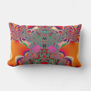 Red Meditation Fractal Abstract Art Lumbar Pillow