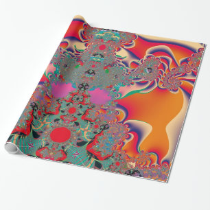 Red Meditation Fractal Abstract Art Wrapping Paper