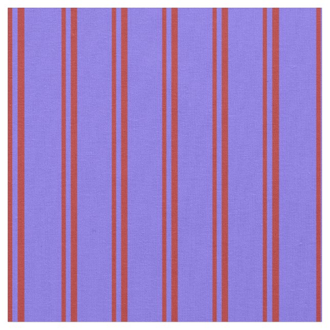 Red & Medium Slate Blue Colored Stripes Fabric (Close Up)