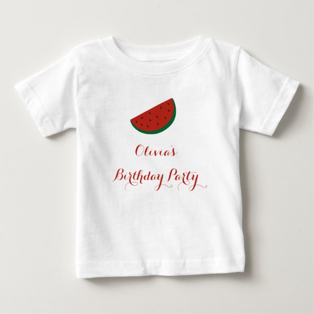 Red Melon Watermelon Summer Birthday Party Baby T-Shirt (Front)