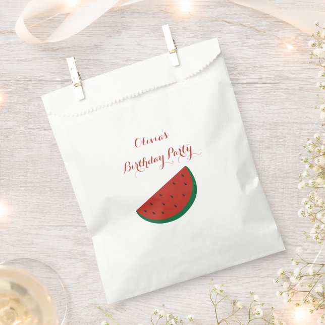 Red Melon Watermelon Summer birthday party Favor Bag (Clipped)