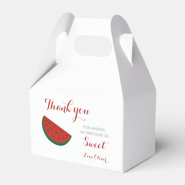 Red Melon Watermelon Summer Birthday Party Favor Boxes (Front Side)
