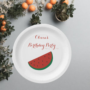 Red Melon Watermelon Summer birthday party Paper Plates