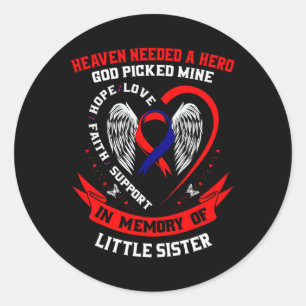 Red Memorial Gifts Little Sister Heart Disease Awa Classic Round Sticker