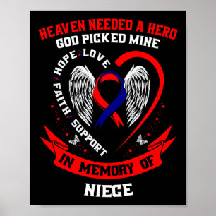 Red Memorial Gifts Loss Of Niece Heart Disease Awa Poster