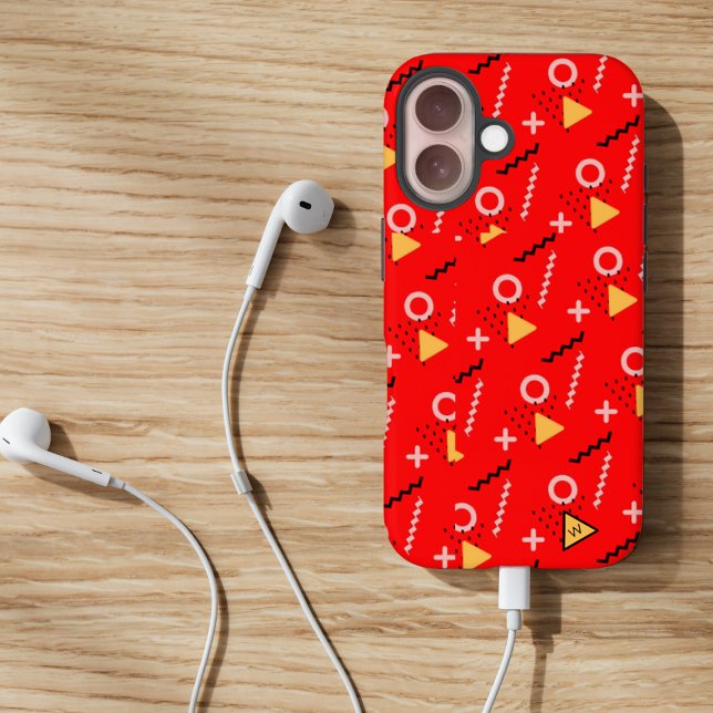 Red Memphis Monogram Case-Mate iPhone Case (Creator Uploaded)