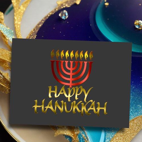 Red Menorah Flames Happy Hanukkah Card