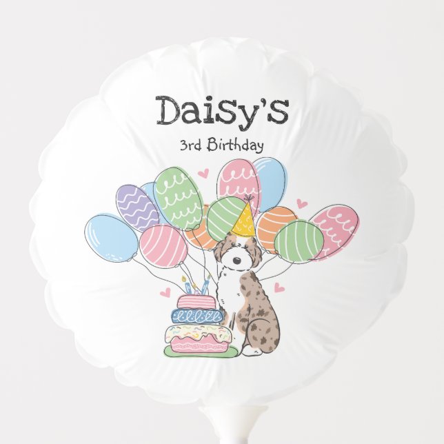 Red Merle Aussiedoodle Dog Birthday Party Balloon (Front)