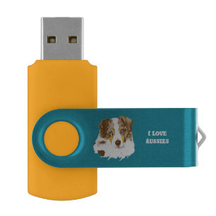 Red Merle Australian Shepherd Dog Flash Drive
