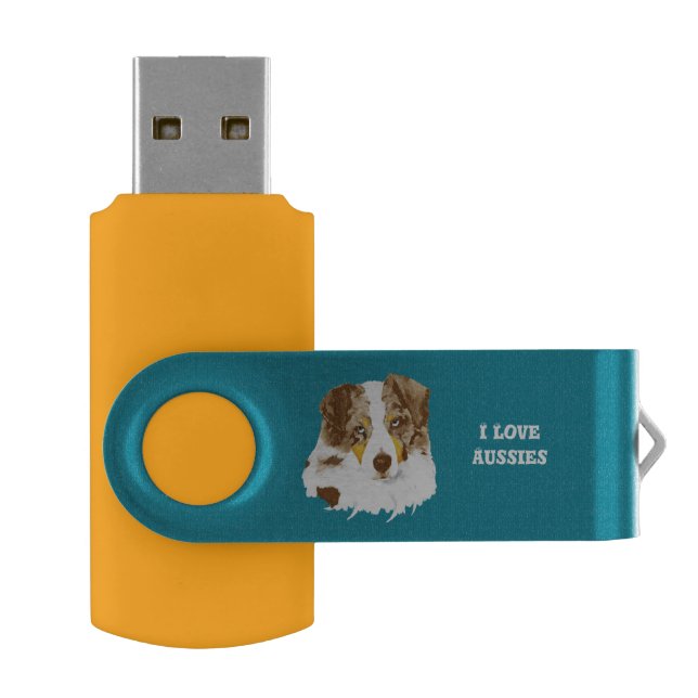 Red Merle Australian Shepherd Dog Flash Drive (Opened)