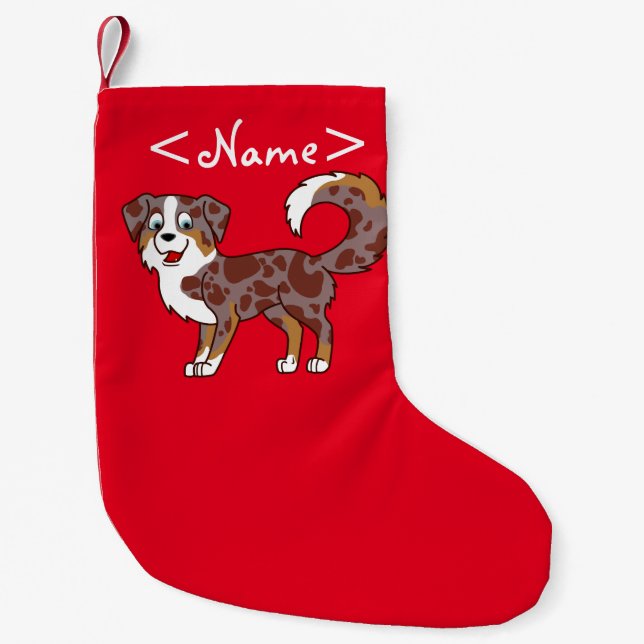 Red Merle Australian Shepherd Dog Small Christmas Stocking (Front)