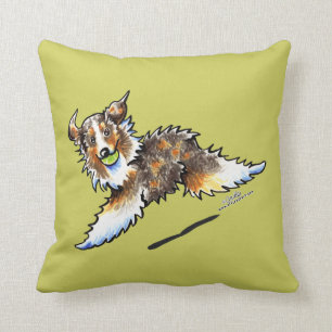Red Merle Australian Shepherd Lets Play Throw Pillow