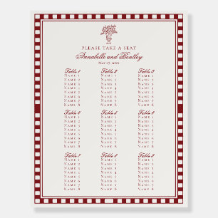 Red Merlot Harlequin Checker Wedding Seating Chart Foam Board