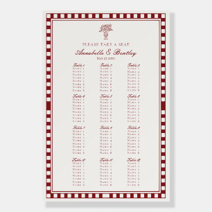 Red Merlot Harlequin Checker Wedding Seating Chart Foam Board