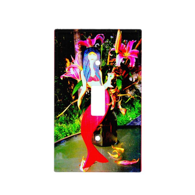 red mermaid beauty partying light switch cover (Front)