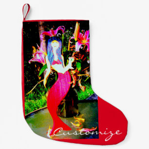 Red mermaid beauty partying Thunder_Cove  Small Christmas Stocking