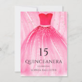 Red Mermaid Dress 15th Quinceanera Party Invitation (Front)