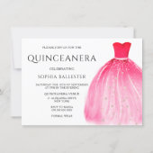 Red Mermaid Dress 15th Quinceanera Party Invitation (Back)