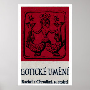 Red Mermaid - Matchbox Print - Czech Wall Art