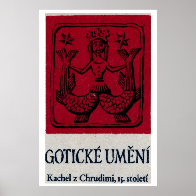 Red Mermaid - Matchbox Print - Czech Wall Art (Front)