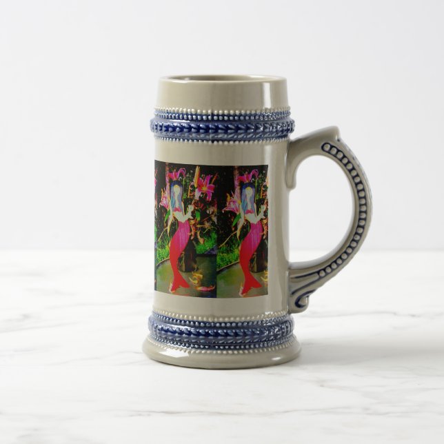 red mermaid partying beer stein (Right)