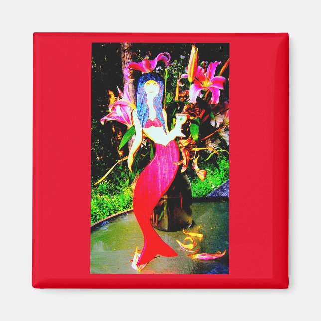 red mermaid partying magnet (Front)