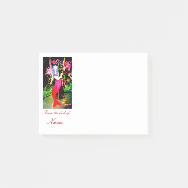 red mermaid partying post-it notes (Front)