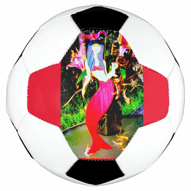 red mermaid partying soccer ball (Front)
