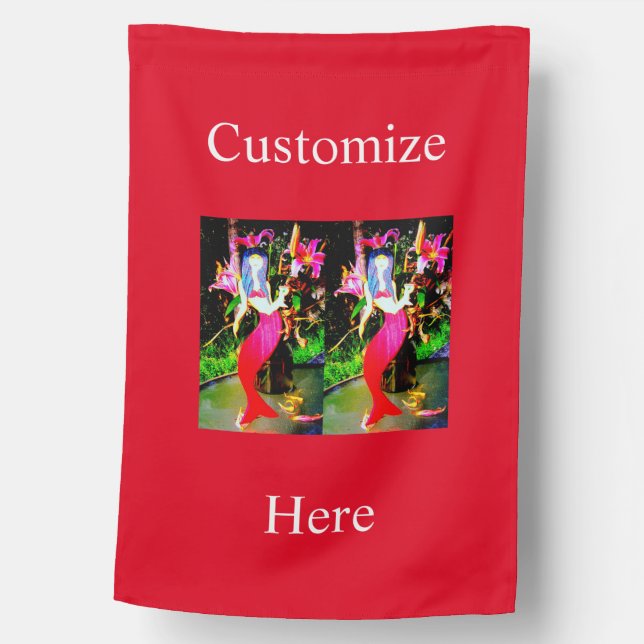 Red mermaid partying Thunder_Cove House Flag (Front)