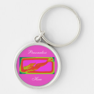 Red mermaid swimming keychain