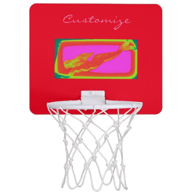 red mermaid swimming mini basketball hoop (Front)