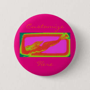 red mermaid swimming pinback button
