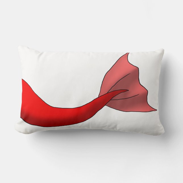 Red Mermaid Tail Lumbar Pillow (Front)