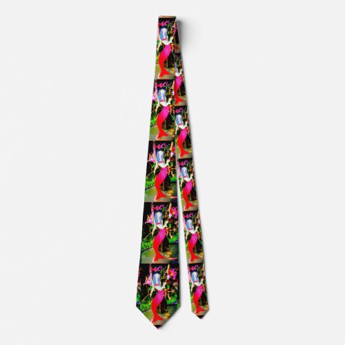 red mermaids partying neck tie