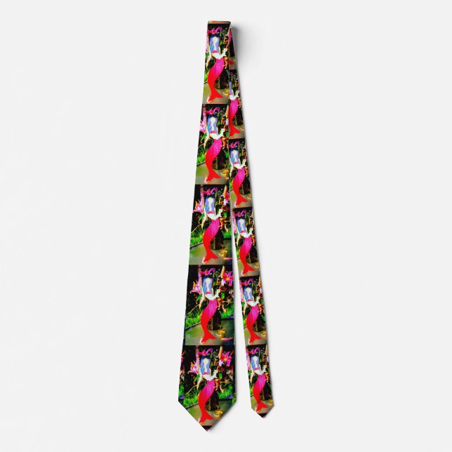 red mermaids partying neck tie (Front)