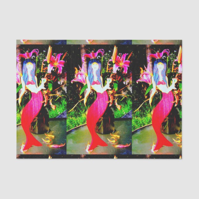 Red mermaids partying tissue paper (Front)