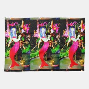 red mermaids partying towel