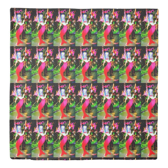 Red mermaids playing duvet cover (Front)