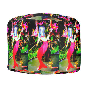 red mermaids pouf