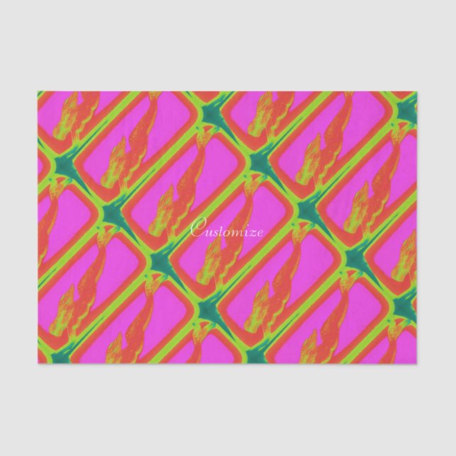 red mermaids swimming diving pink tissue paper (Front)