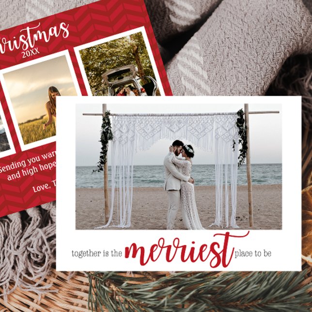 Red Merriest Place to Be Christmas Photo Card (Creator Uploaded)